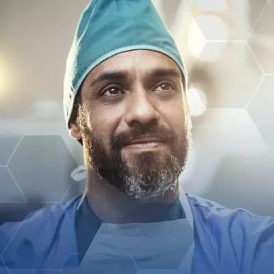 Male nurse wearing scrubs