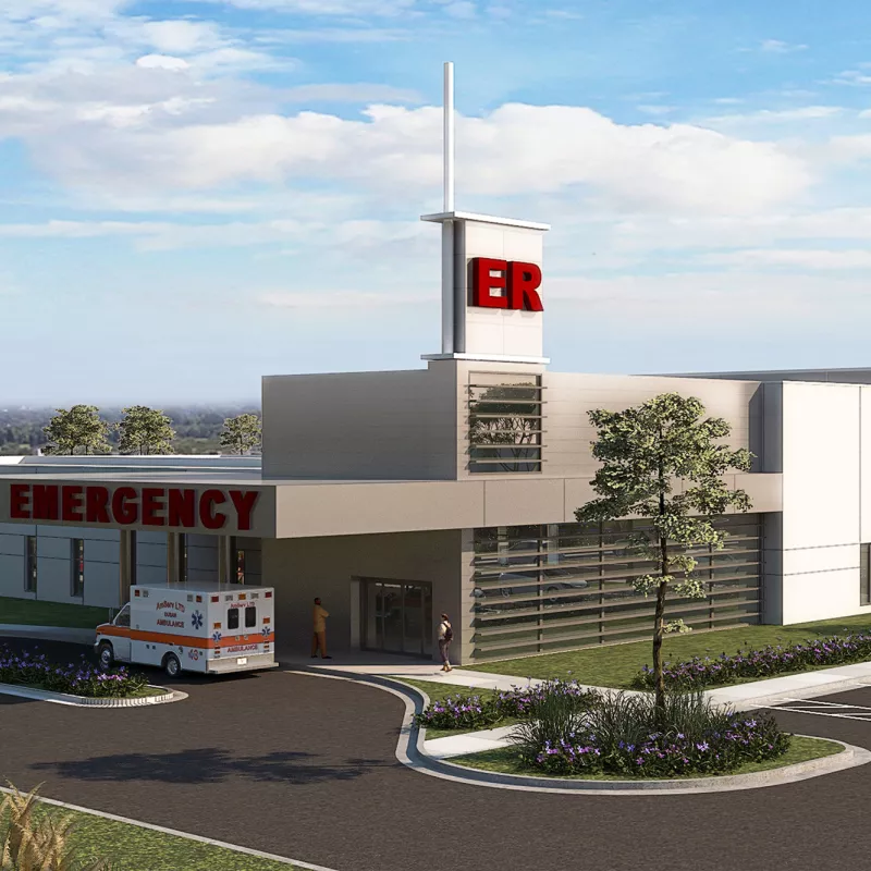 A 3D rendering of AdventHealth Clermont ER